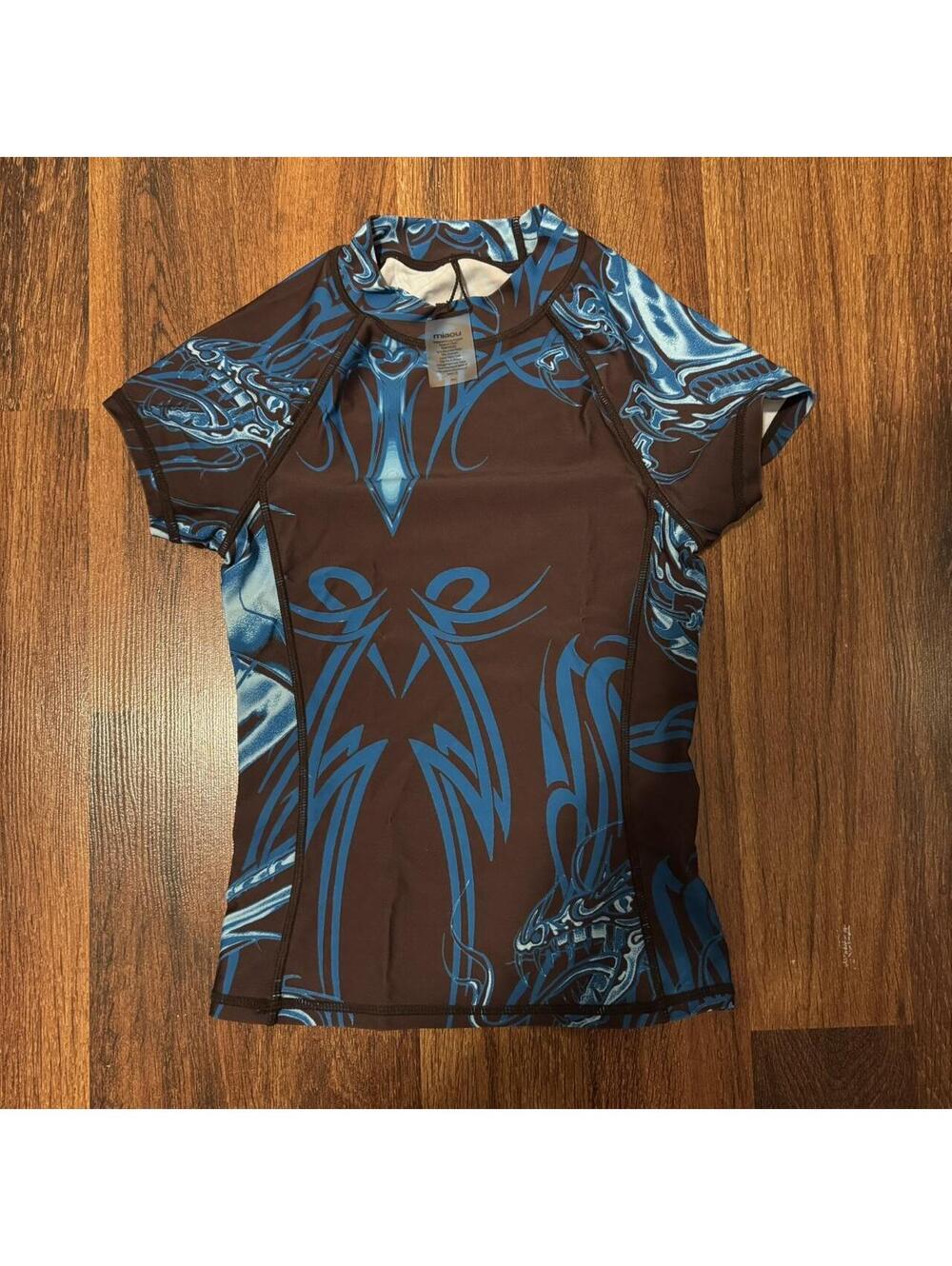 Miaou brown & blue tattoo short sleeve top (like a rash guard top) never used!